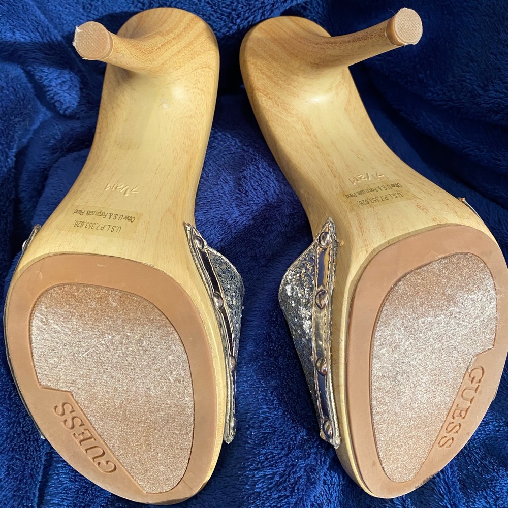 Guess silver glitter wooden platform heels - Picture 5 of 5